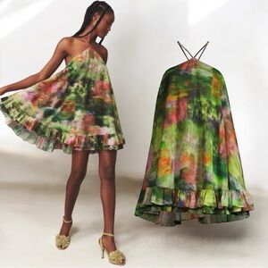 Hope for Flowers ANTHROPOLOGIE Frilled Flyaway Halter Minidress